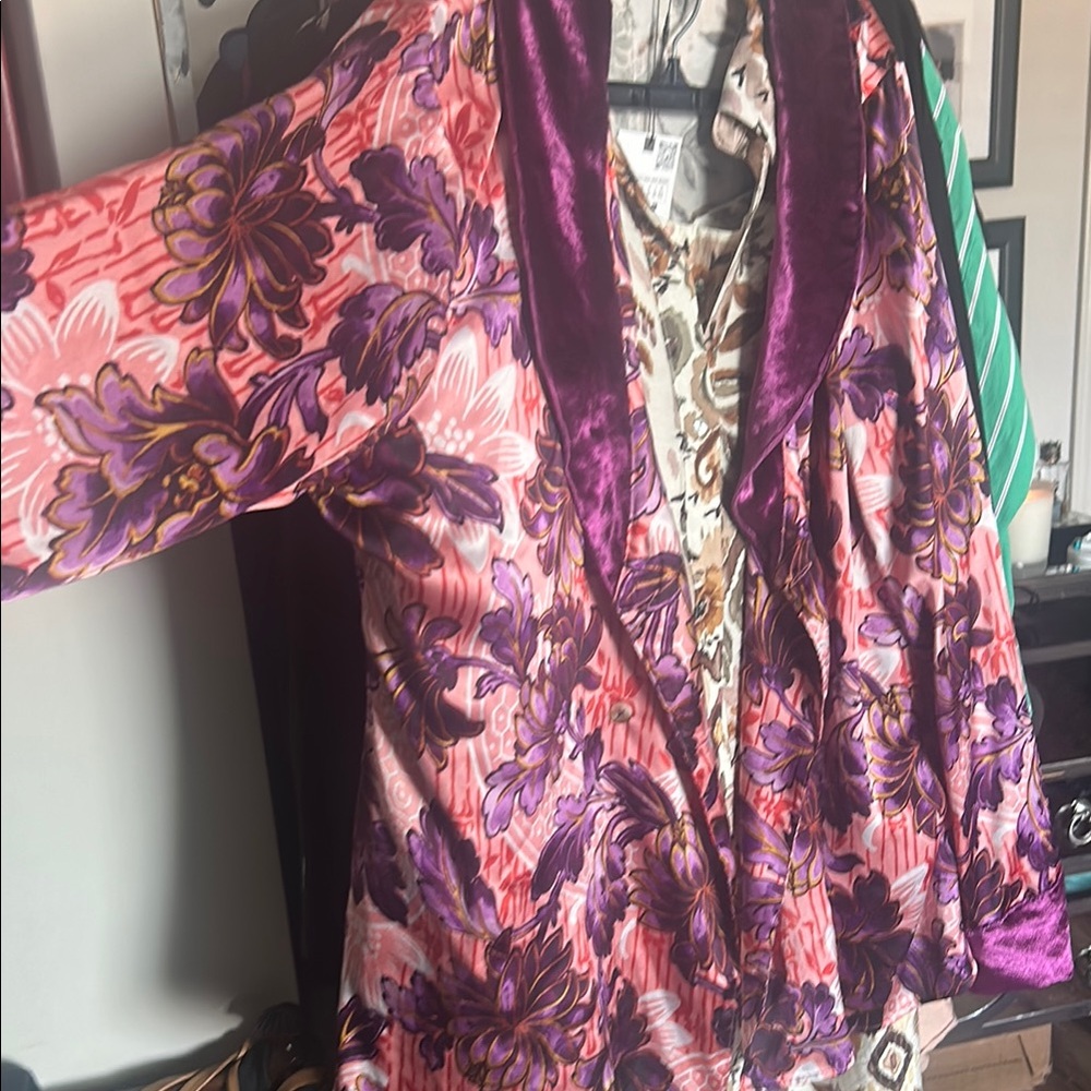 Anthropologie Purple and Pink Floral Blazer jacket